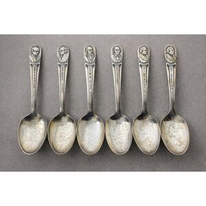 Vintage WM Rogers Presidential Spoon Series Lot of 7 US History Silverplate